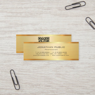 Professioneel Elegant Modern QR Code Glamour Goud Mini Visitekaartje