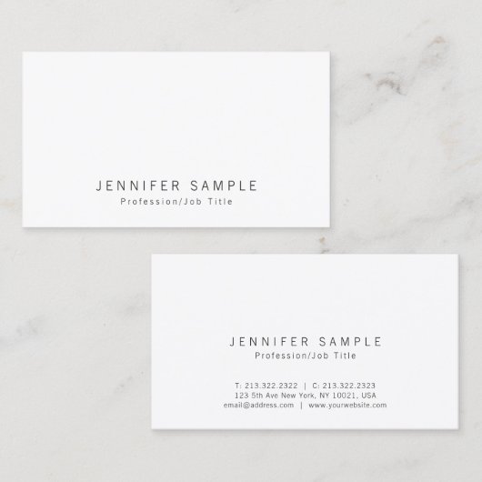 Professioneel Elegant Modern Smart Chic Wit Visitekaartje (Voorkant / Achterkant)
