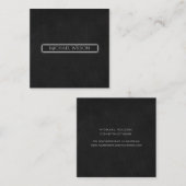 Professioneel elegant modern zwart minimalistisch vierkante visitekaartje (Voorkant / Achterkant)