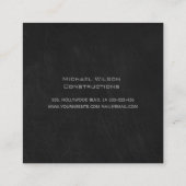 Professioneel elegant modern zwart minimalistisch vierkante visitekaartje (Achterkant)