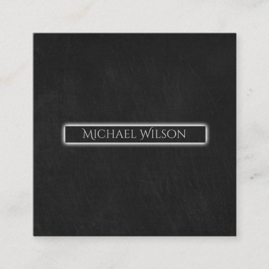 Professioneel elegant modern zwart minimalistisch vierkante visitekaartje (Voorkant)