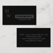 Professioneel elegant modern zwart monogram visitekaartje (Voorkant / Achterkant)