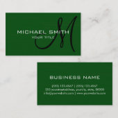 Professioneel Elegant Monogram Duidelijk Groen Visitekaartje (Voorkant / Achterkant)