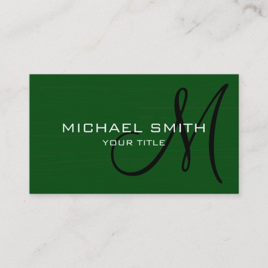 Professioneel Elegant Monogram Duidelijk Groen Visitekaartje (Voorkant)