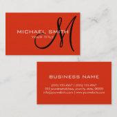 Professioneel Elegant Monogram Gewoon Rood Sinaasa Visitekaartje (Voorkant / Achterkant)