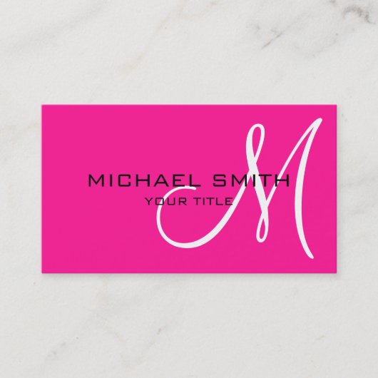 Professioneel Elegant Monogram Gewoon Roze Visitekaartje (Voorkant)