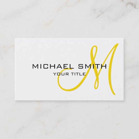 Professioneel Elegant Monogram Gewoon Wit Visitekaartje (Voorkant)