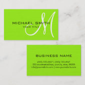 Professioneel elegant monogram in Lime Green Visitekaartje (Voorkant / Achterkant)