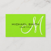 Professioneel elegant monogram in Lime Green Visitekaartje (Voorkant)