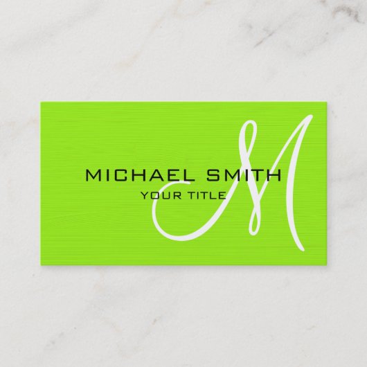 Professioneel elegant monogram in Lime Green Visitekaartje (Voorkant)