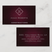 Professioneel elegant monogram leer visitekaartje (Voorkant / Achterkant)