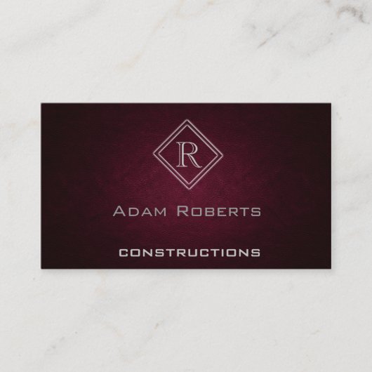 Professioneel elegant monogram leer visitekaartje (Voorkant)