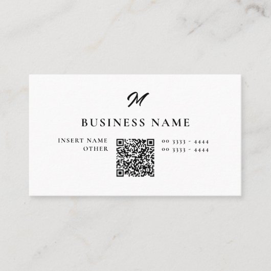 Professioneel Elegant Monogram QRcode Visitekaartj Visitekaartje (Voorkant)