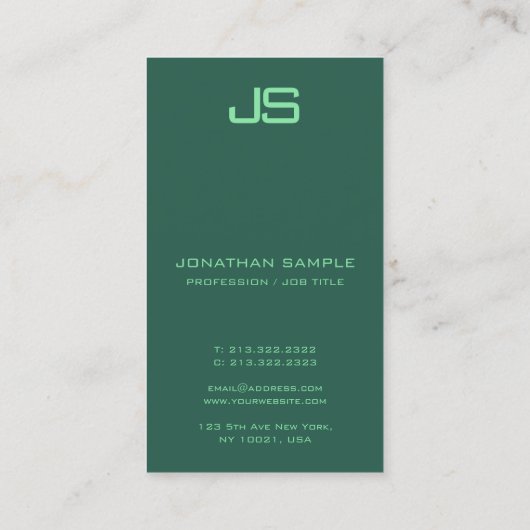 Professioneel elegant monogram verticaal modern visitekaartje (Achterkant)
