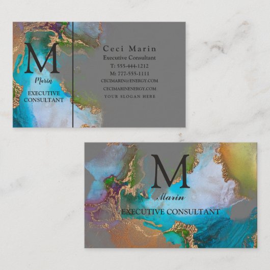 Professioneel elegant monogram visitekaartje (Voorkant / Achterkant)