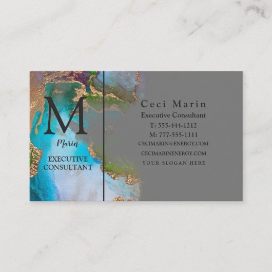 Professioneel elegant monogram visitekaartje (Voorkant)