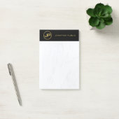 Professioneel Elegant Monogram Zwart Goud Marmer Post-it® Notes (Kantoor)