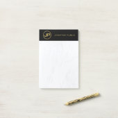 Professioneel Elegant Monogram Zwart Goud Marmer Post-it® Notes (Op bureau)