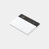 Professioneel Elegant Monogram Zwart Goud Marmer Post-it® Notes (Schuin)