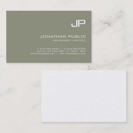 Professioneel elegant monogramme Modern Visitekaartje (Voorkant / Achterkant)