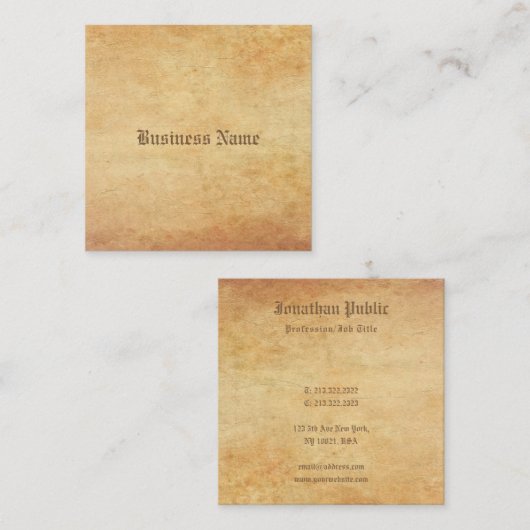 Professioneel Elegant Nostalgisch oud papier ziet  Vierkante Visitekaartje (Voorkant / Achterkant)