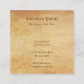 Professioneel Elegant Nostalgisch oud papier ziet  Vierkante Visitekaartje (Achterkant)