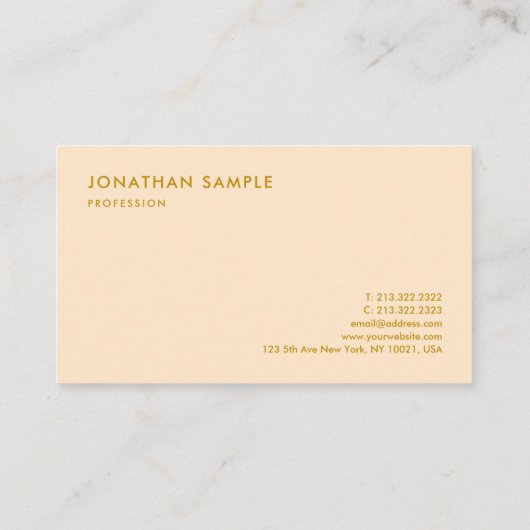 Professioneel Elegant Ontwerp Gouden Kleur Tekst L Visitekaartje (Achterkant)