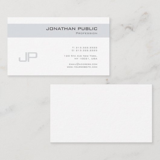 Professioneel Elegant Ontwerp Monogram Duidelijke  Visitekaartje (Voorkant / Achterkant)