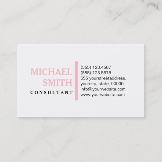 Professioneel Elegant Roze Modern Gewoon Wit Visitekaartje (Achterkant)