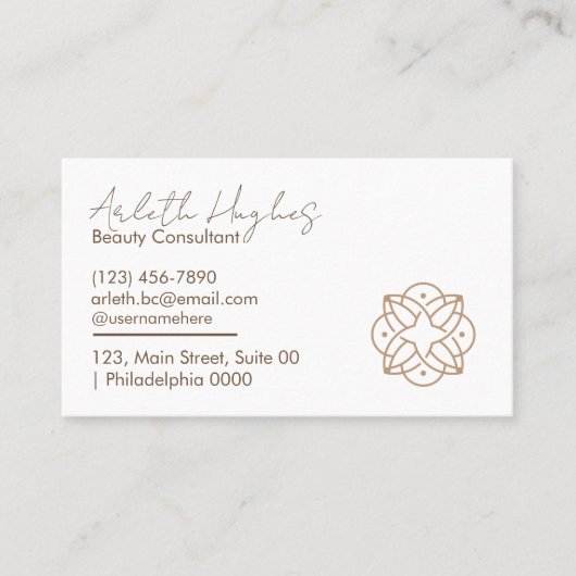 Professioneel Elegant Schoon Wit Beige Handgeschre Visitekaartje (Voorkant)