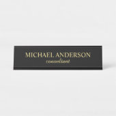 Professioneel elegant Script Black en Gold Bureau Naambordje (Voorkant)