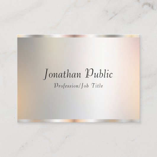 Professioneel Elegant Sjabloon Modern Script Silve Visitekaartje (Voorkant)