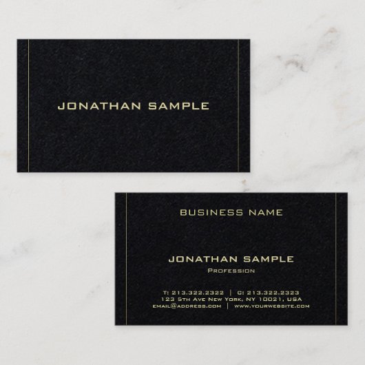 Professioneel elegant stijlvol zwart Gold-design L Visitekaartje (Voorkant / Achterkant)