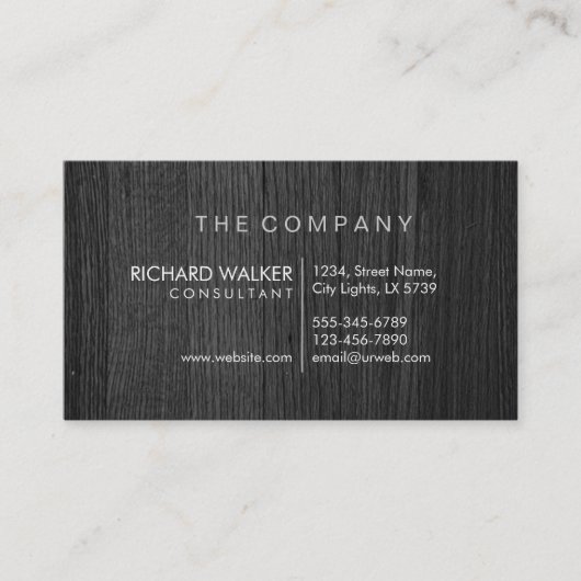 Professioneel Elegant Subtiel Zwart Hout Modern Visitekaartje (Voorkant)