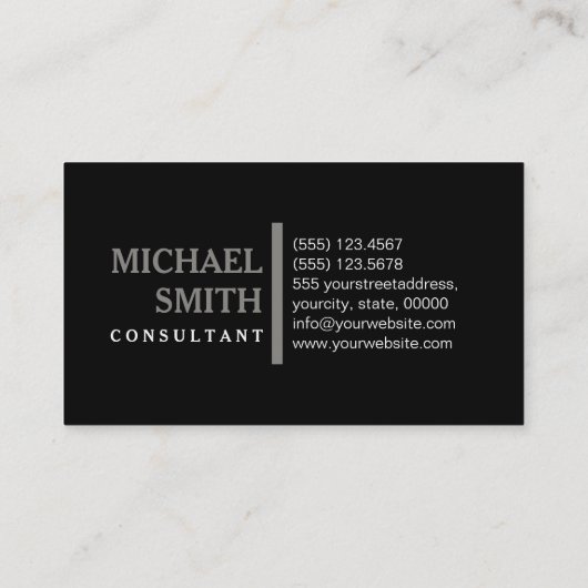 Professioneel elegant Titanium Modern Plain Black Visitekaartje (Achterkant)