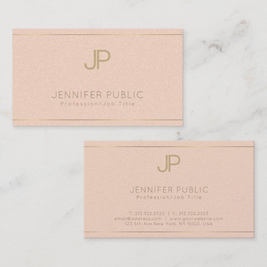 Professioneel Elegant Trendy Plain Luxe Monogram Visitekaartje (Voorkant / Achterkant)