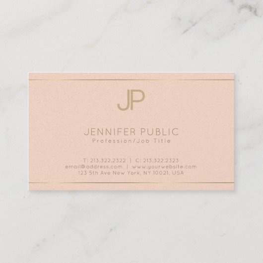 Professioneel Elegant Trendy Plain Luxe Monogram Visitekaartje (Achterkant)