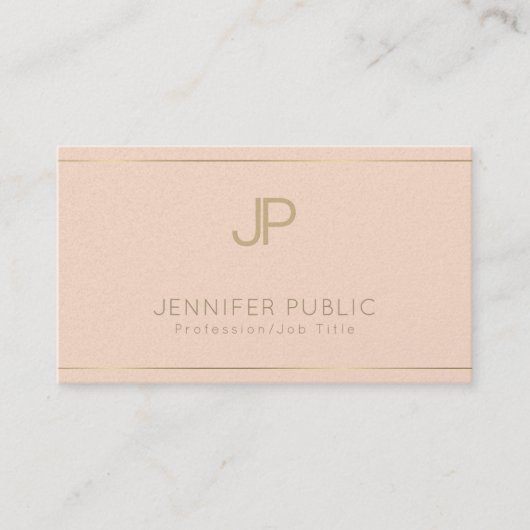 Professioneel Elegant Trendy Plain Luxe Monogram Visitekaartje (Voorkant)