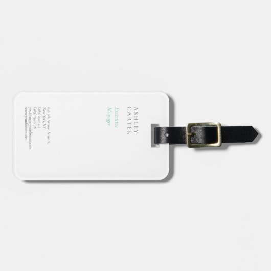 Professioneel elegant wit blauw minimalistisch mod bagagelabel (Voorkant horizontaal)