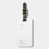 Professioneel elegant wit blauw minimalistisch mod bagagelabel (Voorkant verticaal)