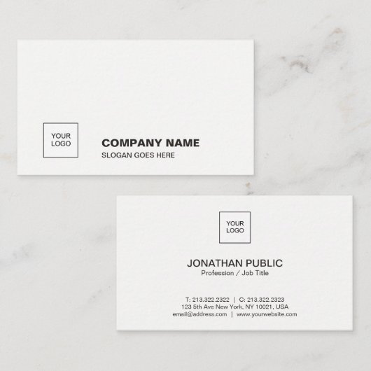 Professioneel Elegant Wit Eenvoudig Duidelijk Bedr Visitekaartje (Voorkant / Achterkant)