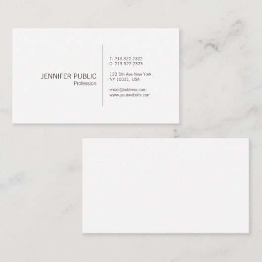 Professioneel Elegant Wit Eenvoudig Gewoon Modern Visitekaartje (Voorkant / Achterkant)