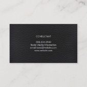 Professioneel elegant wit en zwart leder visitekaartje (Achterkant)