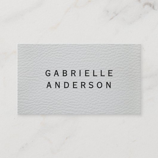 Professioneel elegant wit en zwart leder visitekaartje (Voorkant)