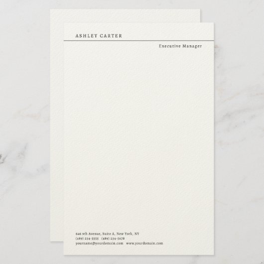 Professioneel elegant wit gewoon minimalistisch mo briefpapier (Voorkant / Achterkant)