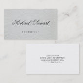 Professioneel elegant wit leder met Fancy tekst Visitekaartje (Voorkant / Achterkant)