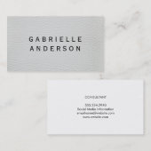 Professioneel Elegant Wit Leer met Opvallende Teks Visitekaartje (Voorkant / Achterkant)