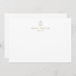 Professioneel elegant wit monogram bedankkaart