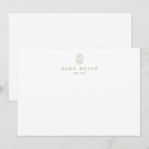 Professioneel elegant wit monogram bedankkaart