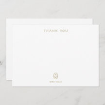 Professioneel Elegant Wit Monogram Dank u Ca